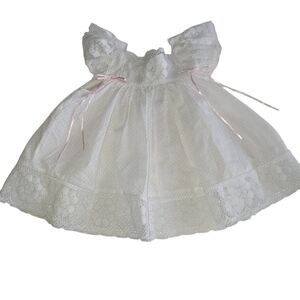 Vintage Toddler Girls Bryan White Floral Ruffle Flare Dress Lace Sz T2